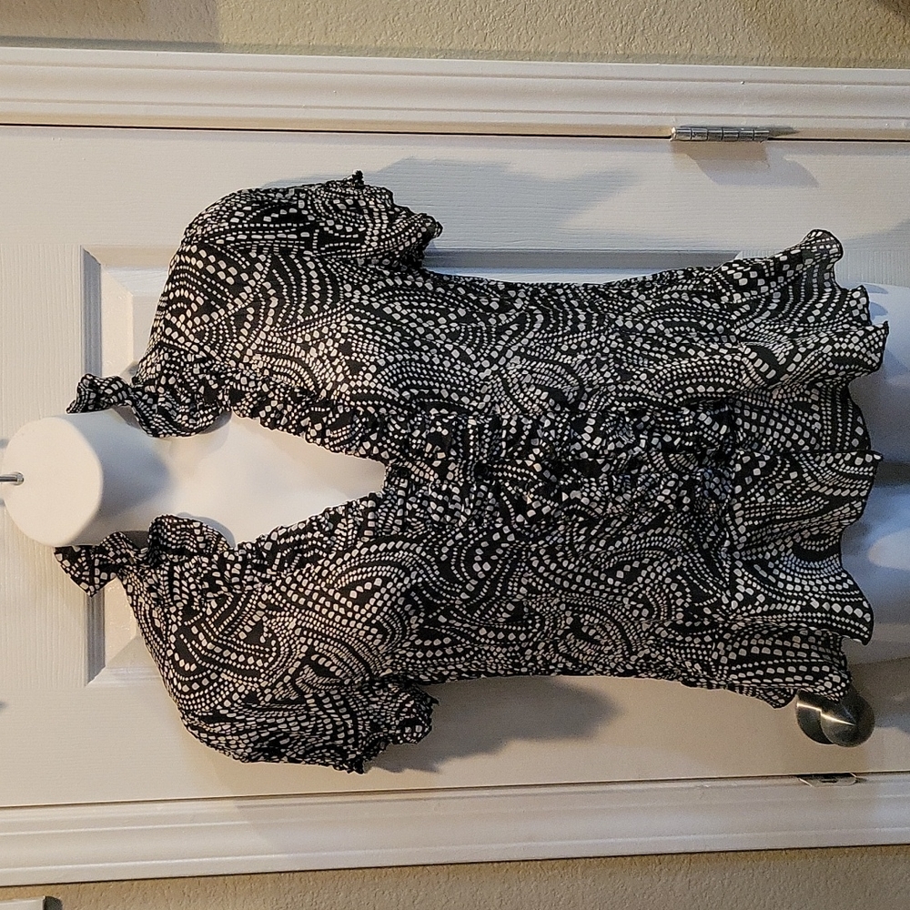 Bethany Sheer Ruffle Blouse Size XL